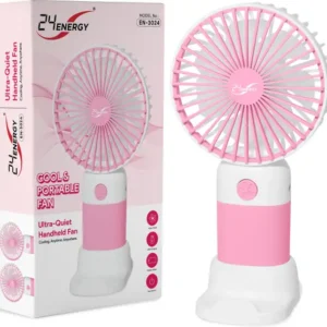 24 Energy Breeze Cyclone Charging Hand Fan EN-3264-1-PK USB Fan (White, Pink)