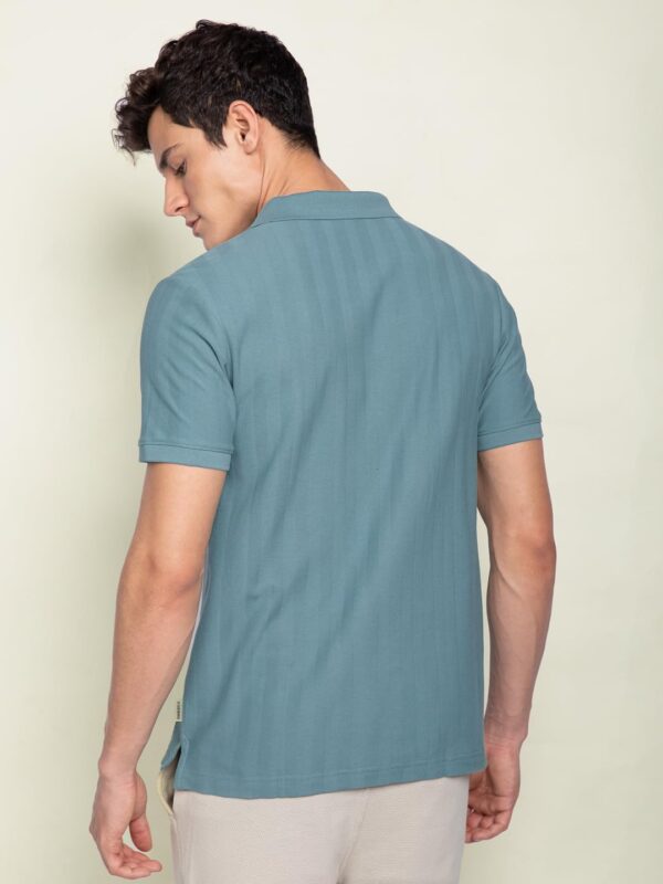 DAMENSCH Men's Statement Textured Regular Fit Polo T-Shirts | Premium Cotton, Herringbone Texture, Johnny Collar - Image 6