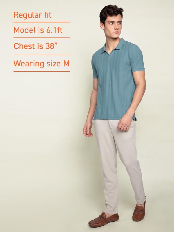 DAMENSCH Men's Statement Textured Regular Fit Polo T-Shirts | Premium Cotton, Herringbone Texture, Johnny Collar - Image 8