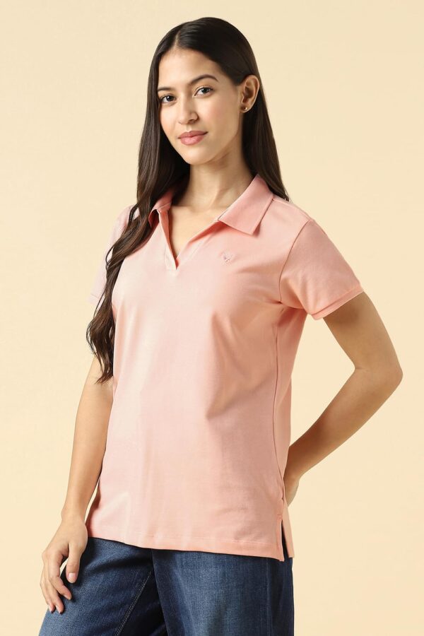 Allen Solly Women Cotton Classic Fit Solid Polo Without Button - Image 2