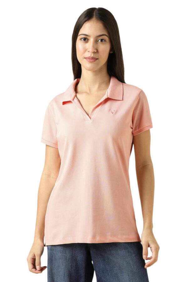Allen Solly Women Cotton Classic Fit Solid Polo Without Button