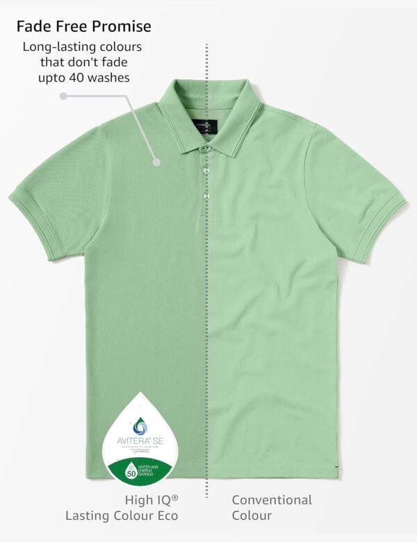 Symbol Premium Men's Cotton Stretch Solid Polo T-Shirt (Regular Fit | Pique Knit) - Image 2