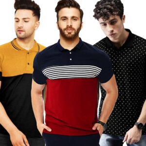 LEOTUDE Men's Matty Regular Fit Half Sleeve Polo T-Shirt Combo (Pack of 3)