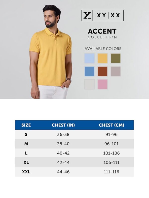 XYXX Accent Men's Solid Cotton Polo T Shirt | Collar Tshirts | Half Sleeves | Solid-Slim Fit - Image 4