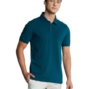 Symbol Premium Men's Cotton Stretch Solid Polo T-Shirt (Regular Fit | Pique Knit)