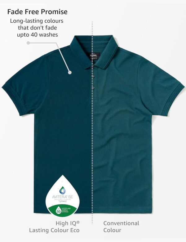 Symbol Premium Men's Cotton Stretch Solid Polo T-Shirt (Regular Fit | Pique Knit) - Image 2