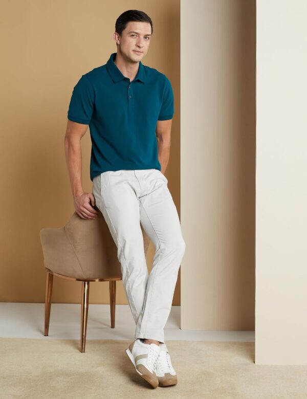 Symbol Premium Men's Cotton Stretch Solid Polo T-Shirt (Regular Fit | Pique Knit) - Image 3
