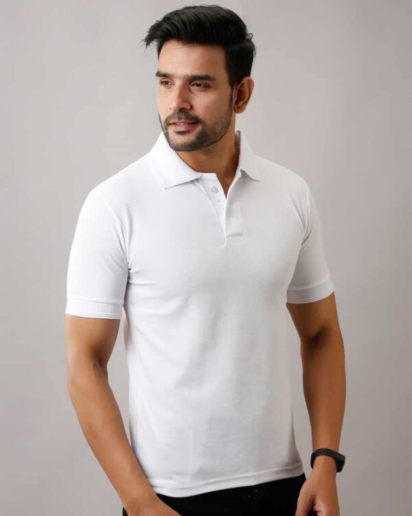 INKKR Men's Polo Neck Half Sleeve Solid T-Shirts - Image 3