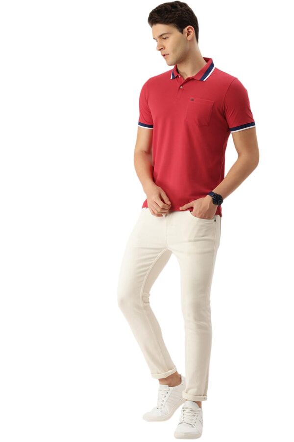 Peter England Men's Cotton Blend Solid Regular Fit T-Shirt - Image 5