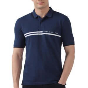 Peter England Men's Everyday Solid Regular Fit Polo | Cotton Rich | Premium Pique Weave