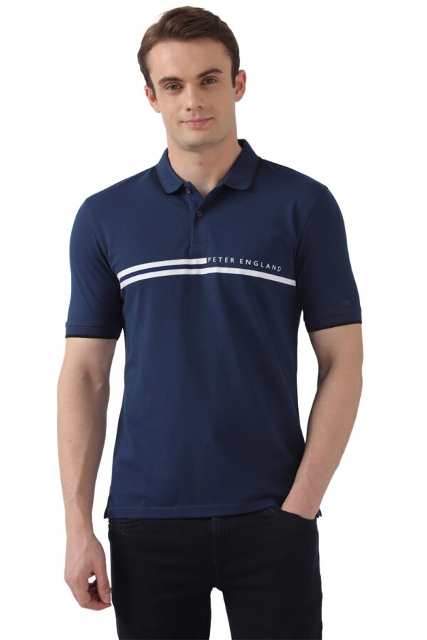 Peter England Men's Everyday Solid Regular Fit Polo | Cotton Rich | Premium Pique Weave