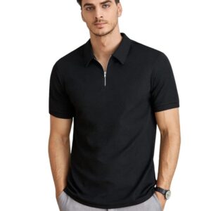 OM SAI LATEST CREATION Men's Polo-Neck with Zip Closure Type T-Shirt || Half Sleeves Casual T-Shirt for Men || Ragular Wear Classic T-Shirt || Men's Regular Fit Polo-Neck T-Shirt.
