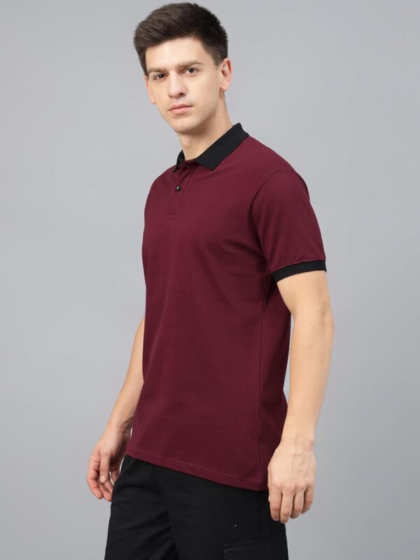 Veirdo® Pure Cotton Half Sleeves Regular Fit Plain Solid Classic Polo Collar T-Shirt for Men & Boys (Color Options- Black, Maroon & Olive) - Image 5