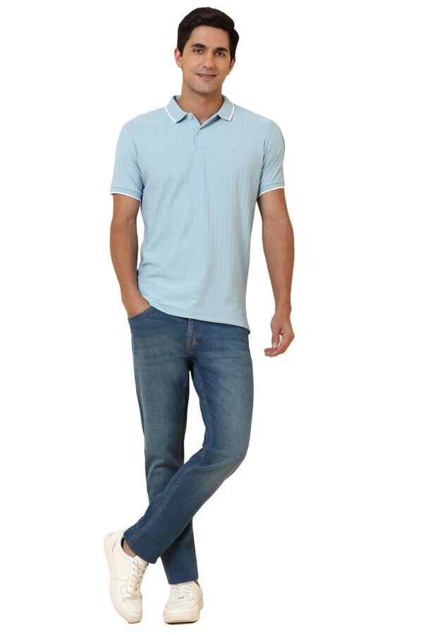 Allen Solly Men Polycotton Regular Fit Solid Textured Herringbone Polo - Image 5