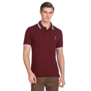 U.S. POLO ASSN. Men's Tipped Collar Pure Cotton Slim Fit Polo Shirt