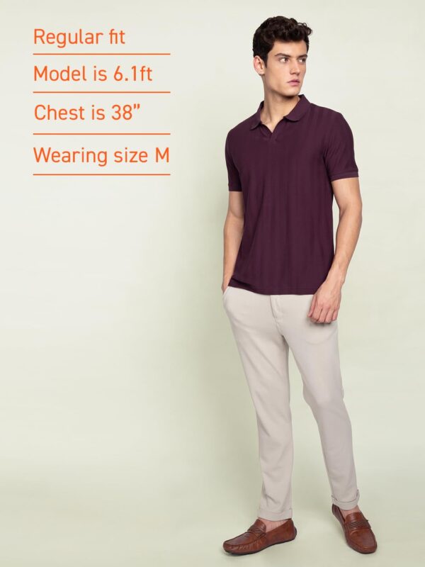 DAMENSCH Men's Statement Textured Regular Fit Polo T-Shirts | Premium Cotton, Herringbone Texture, Johnny Collar - Image 8