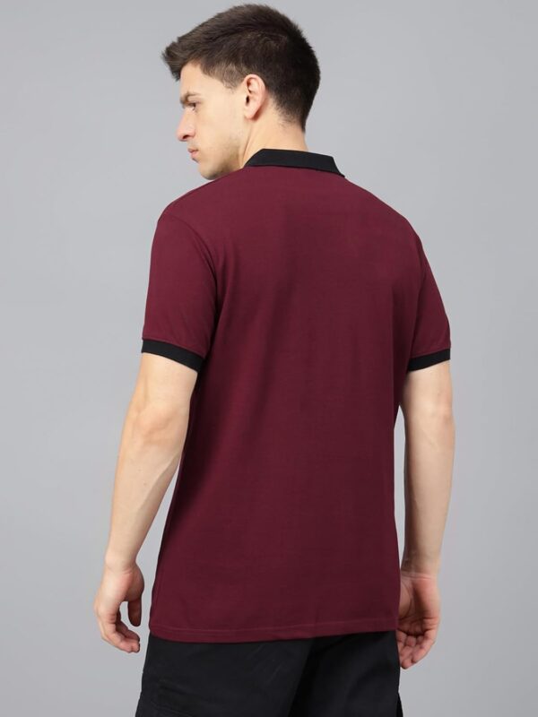 Veirdo® Pure Cotton Half Sleeves Regular Fit Plain Solid Classic Polo Collar T-Shirt for Men & Boys (Color Options- Black, Maroon & Olive) - Image 4