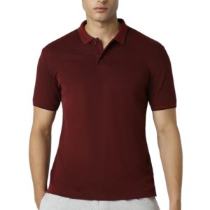 Van Heusen Men's Polycotton Regular Fit Polo T-Shirt Strechable Polo Tshirt with Tipping