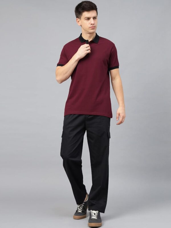 Veirdo® Pure Cotton Half Sleeves Regular Fit Plain Solid Classic Polo Collar T-Shirt for Men & Boys (Color Options- Black, Maroon & Olive) - Image 7