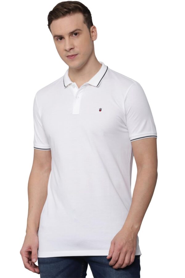 Louis Philippe Men's Slim Fit Solid 100% Cotton Polo T-Shirt