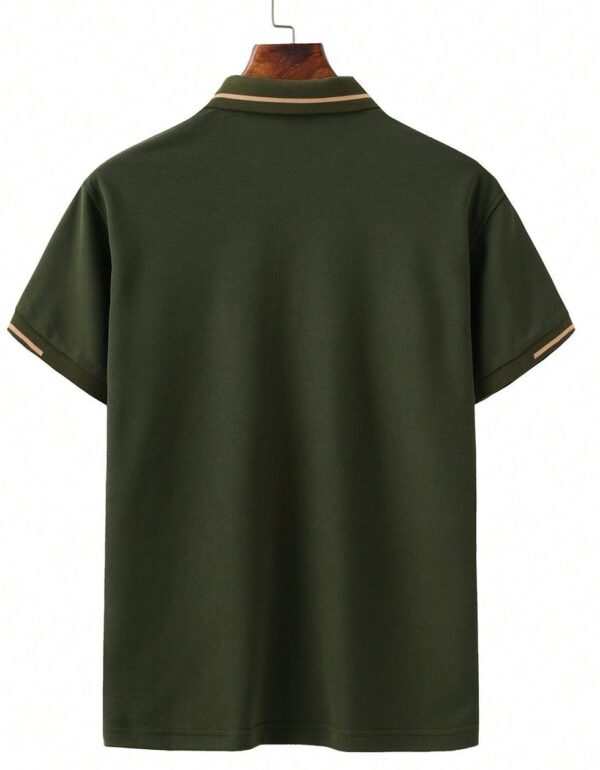 Veirdo® Pure Cotton Half Sleeves Regular Fit Plain Solid Classic Polo Colored Collar T-Shirt for Men (Colors: Olive, Maroon, Navy, Black, Green & Orange) - Image 3