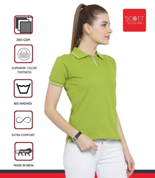 Scott International Women's Regular Fit 100% Pure Organic Cotton Polo T-Shirt | Womens Polo Collar Neck T-Shirt | Cotton Plain Polo Neck Half Sleeve T-Shirt | Tshirts for Women - Image 5