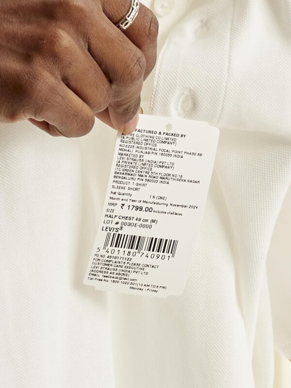 Levi's Men's Solid Slim Fit Polo T-Shirt White - Image 7