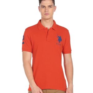 U.S. POLO ASSN. Men Cotton Solid Regular Fit Polo Shirt