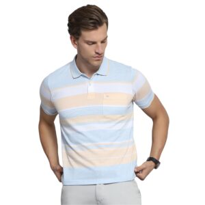 Monte Carlo Mens Cotton Blend Regular Fit Polo T-Shirt | Half Sleeve | Striped Pattern| Casual Everyday Wear | Stylish & Comfortable Tshirt