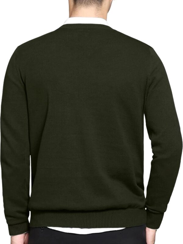 Jump Cuts Mens Solid Polo Neck Full Sleeve Navy and White Cotton Slim Fit T-Shirt - Image 2
