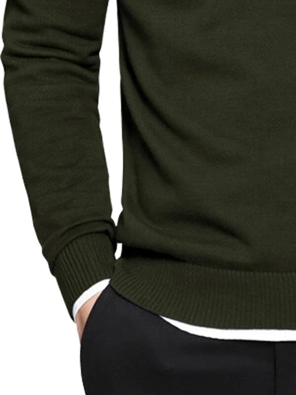 Jump Cuts Mens Solid Polo Neck Full Sleeve Navy and White Cotton Slim Fit T-Shirt - Image 3