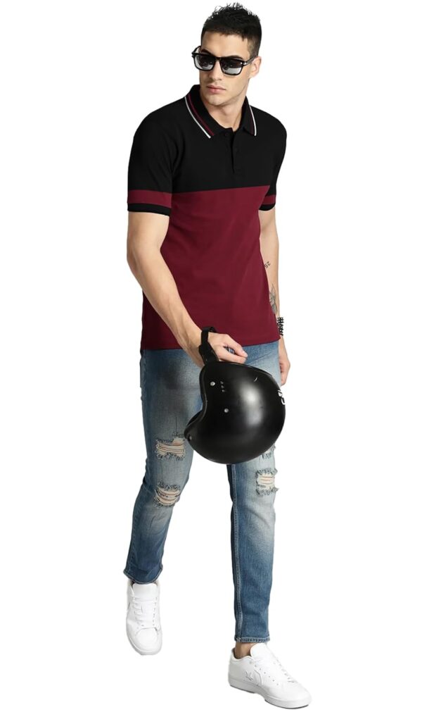 LEOTUDE Men's Matty Regular Fit Plain Polo T-Shirt - Image 3
