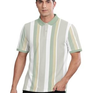 BULLMER Trendy Colour-Block/Striped Printed Collar/Polo Neck Tshirt for Men