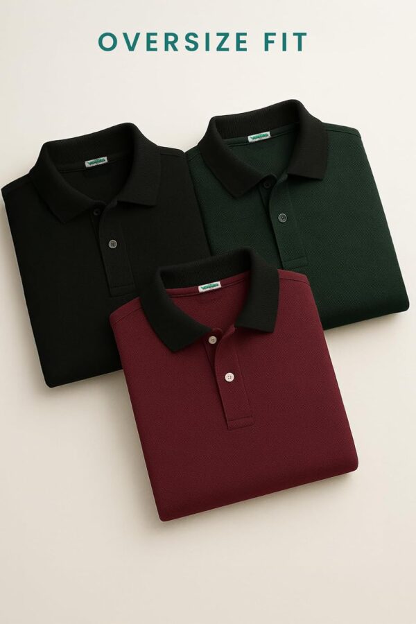 Veirdo® Pure Cotton Half Sleeves Regular Fit Plain Solid Classic Polo Collar T-Shirt for Men & Boys (Color Options- Black, Maroon & Olive) - Image 8