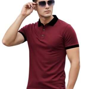 Veirdo® Pure Cotton Half Sleeves Regular Fit Plain Solid Classic Polo Collar T-Shirt for Men & Boys (Color Options- Black, Maroon & Olive)