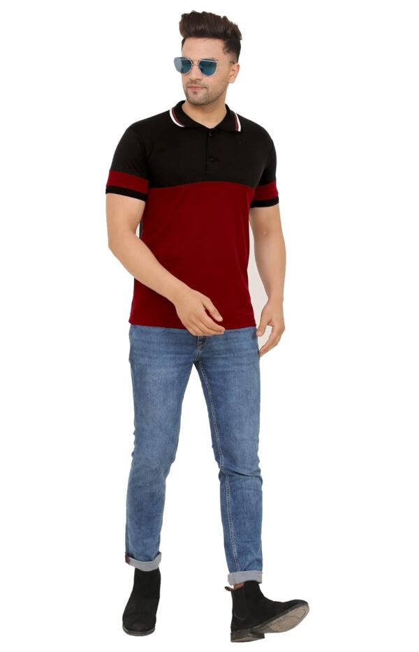 LEOTUDE Men's Regular Fit Half Sleeve Matty Polo T-Shirt (Color Multicolor) - Image 5