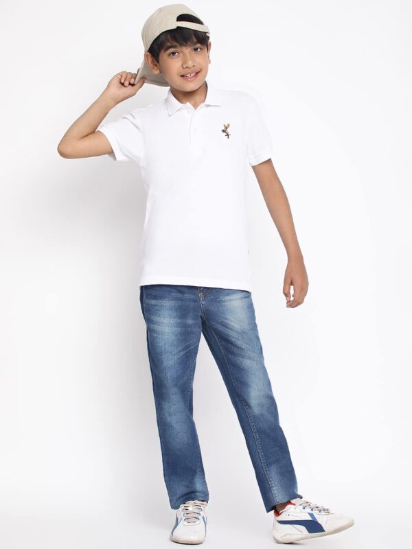 Li'l Tomatoes Brand Logo Relaxed Fit Lil Tomatoes Boys Cotton Polo T-Shirt, Sky - Image 5