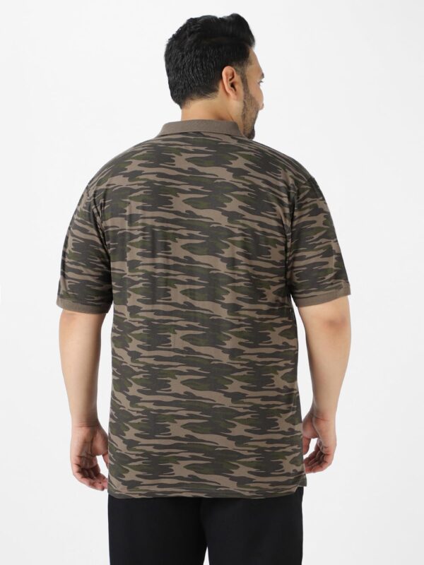 Urbano Plus Men's Green Military Camouflage Printed Regular Fit Cotton Polo T-Shirt - Image 4