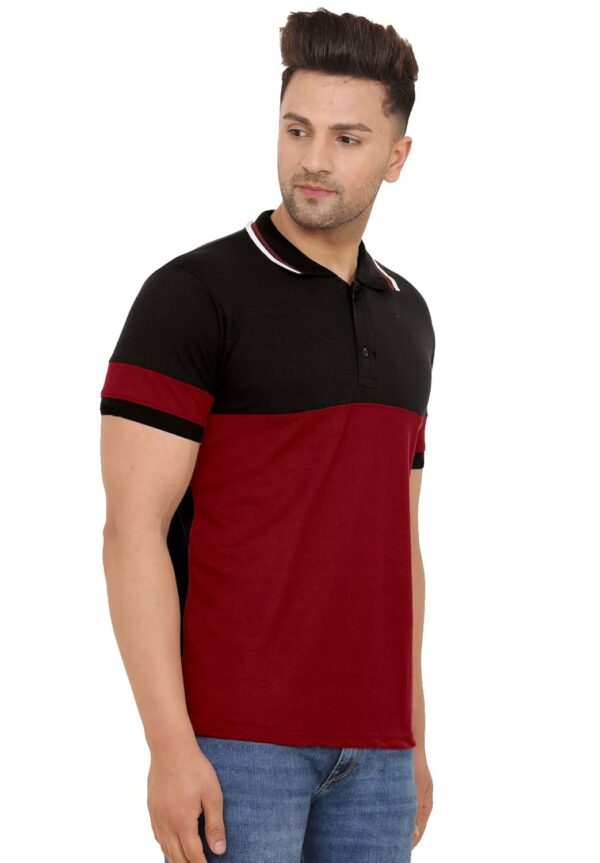 LEOTUDE Men's Regular Fit Half Sleeve Matty Polo T-Shirt (Color Multicolor) - Image 4