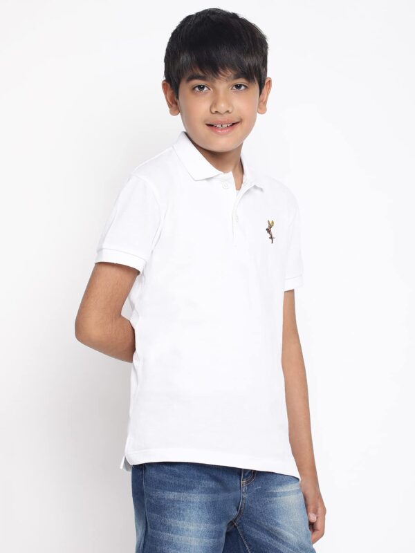 Li'l Tomatoes Brand Logo Relaxed Fit Lil Tomatoes Boys Cotton Polo T-Shirt, Sky - Image 4