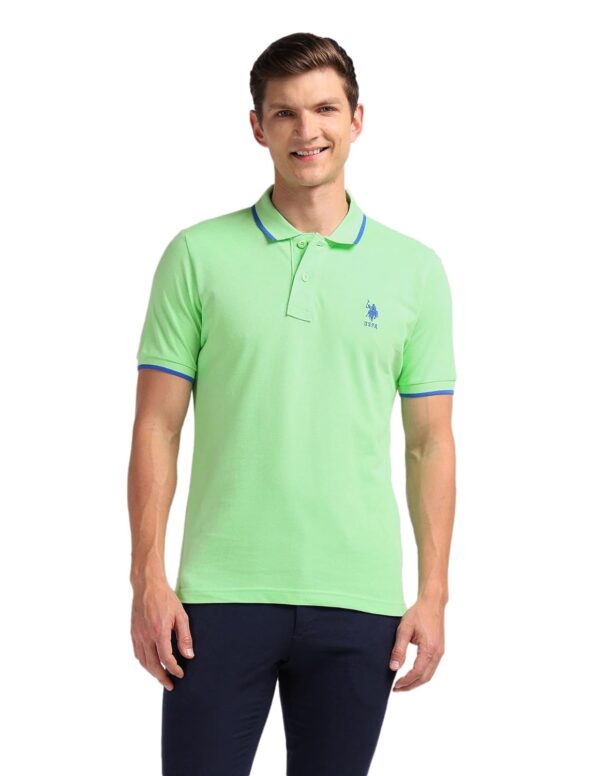 U.S. POLO ASSN. Men's Tipped Collar Pure Cotton Slim Fit Polo Shirt