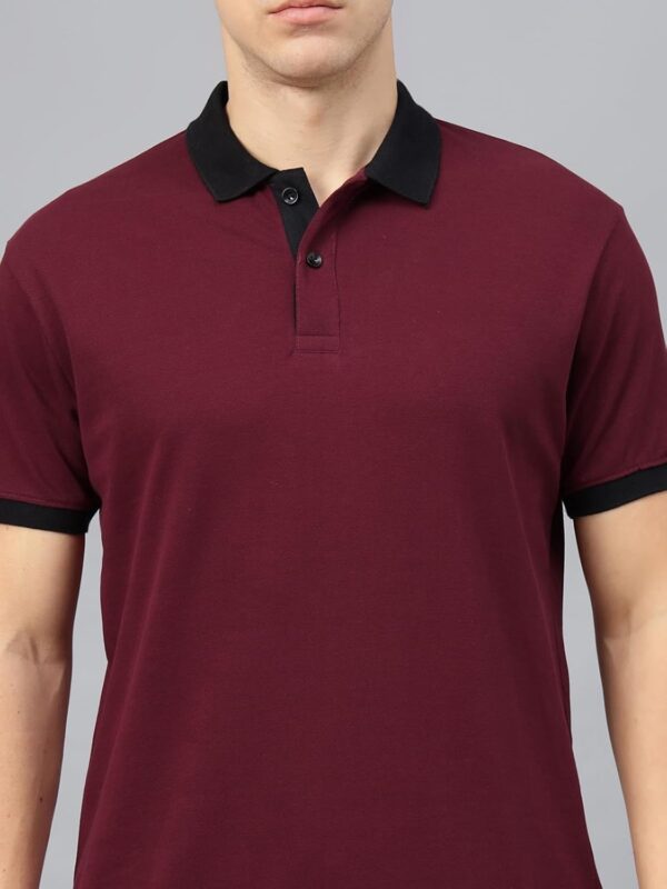 Veirdo® Pure Cotton Half Sleeves Regular Fit Plain Solid Classic Polo Collar T-Shirt for Men & Boys (Color Options- Black, Maroon & Olive) - Image 3