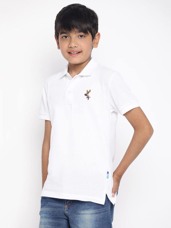 Li'l Tomatoes Brand Logo Relaxed Fit Lil Tomatoes Boys Cotton Polo T-Shirt, Sky - Image 3