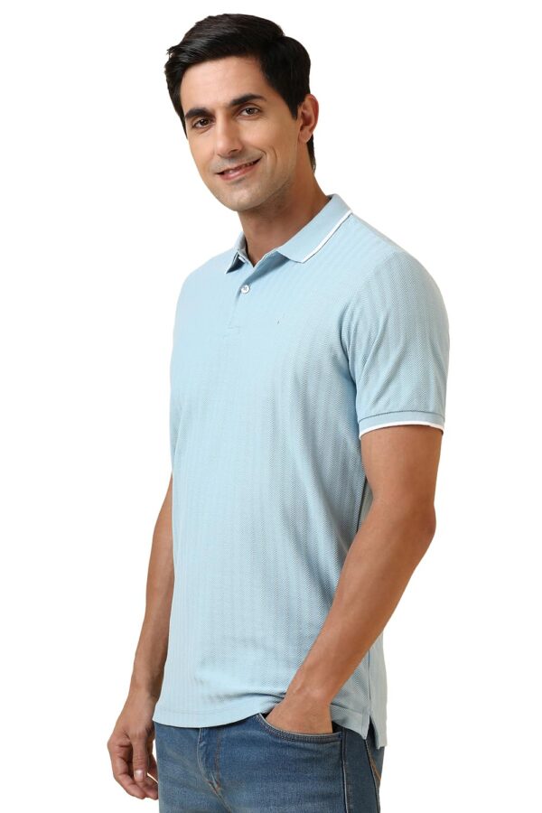 Allen Solly Men Polycotton Regular Fit Solid Textured Herringbone Polo - Image 2