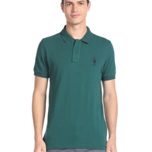 U.S. POLO ASSN. Men's Ribbed Collar Pure Cotton Slim Fit Polo Shirt