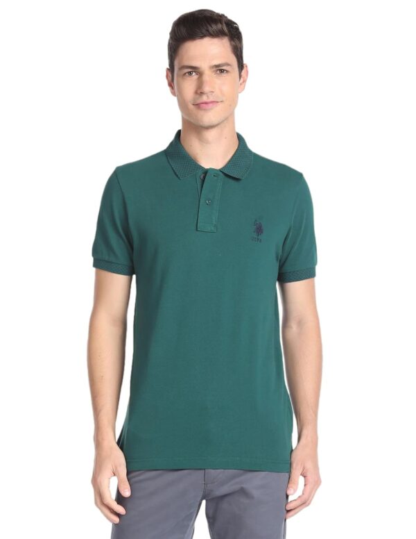 U.S. POLO ASSN. Men's Ribbed Collar Pure Cotton Slim Fit Polo Shirt