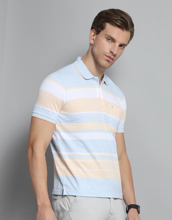 Monte Carlo Mens Cotton Blend Regular Fit Polo T-Shirt | Half Sleeve | Striped Pattern| Casual Everyday Wear | Stylish & Comfortable Tshirt - Image 3