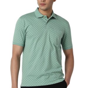 Peter England Men's Cotton Regular Fit All Over Printed T-Shirt | Rich