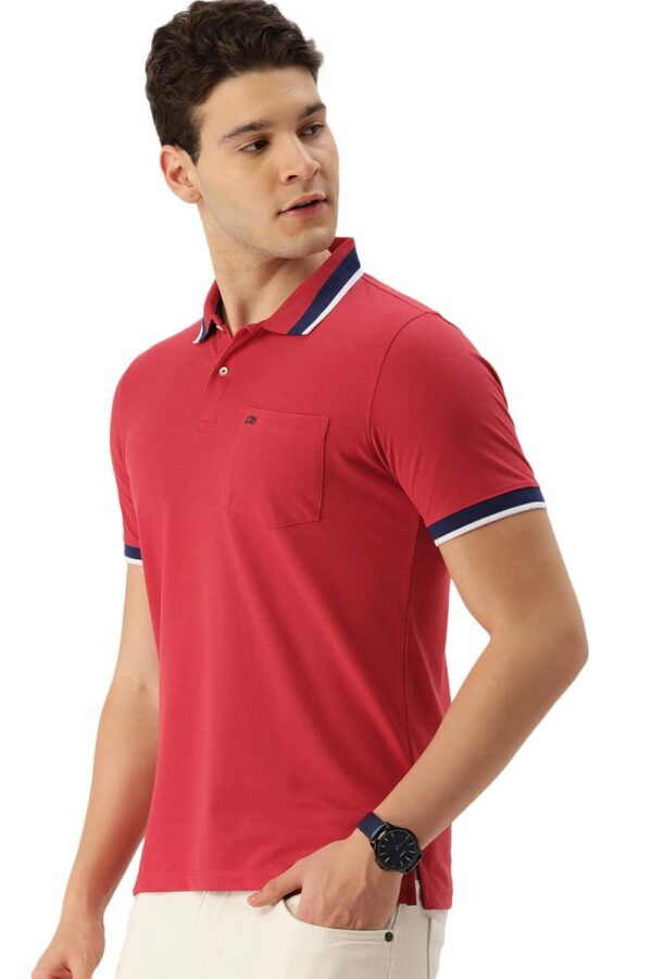 Peter England Men's Cotton Blend Solid Regular Fit T-Shirt - Image 3