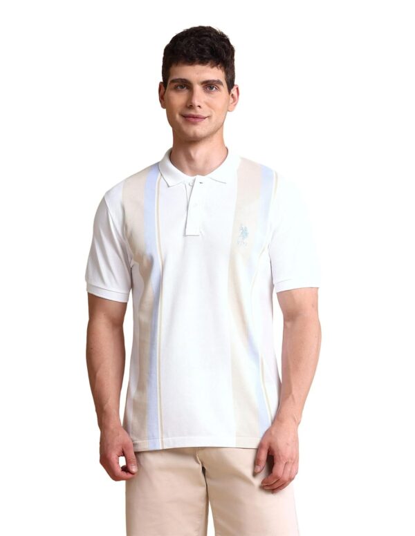 U.S. POLO ASSN. Men Cotton Colourblocked Slim Fit Polo Shirt